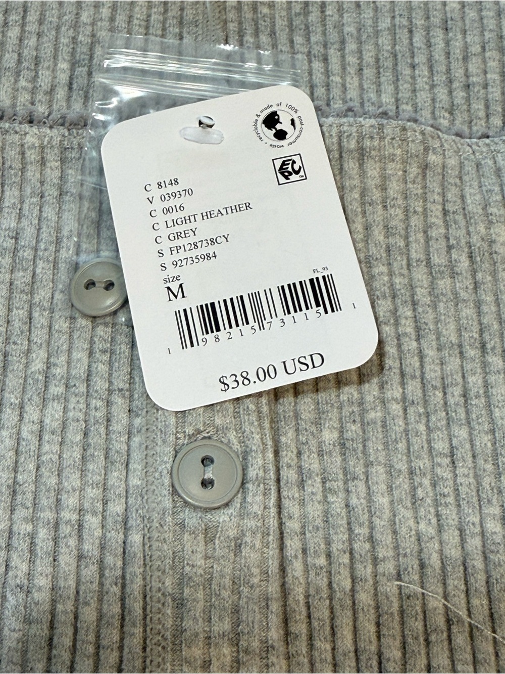 New Free People Cardigan. Light Heather Gray. Medium - Picture 5 of 6
